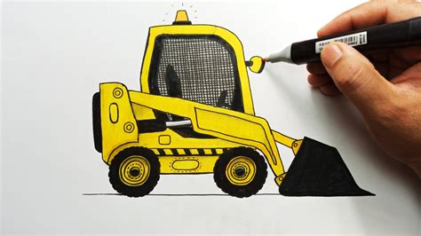 how to draw a bobcat skid steer|bobcat drawing instructions.